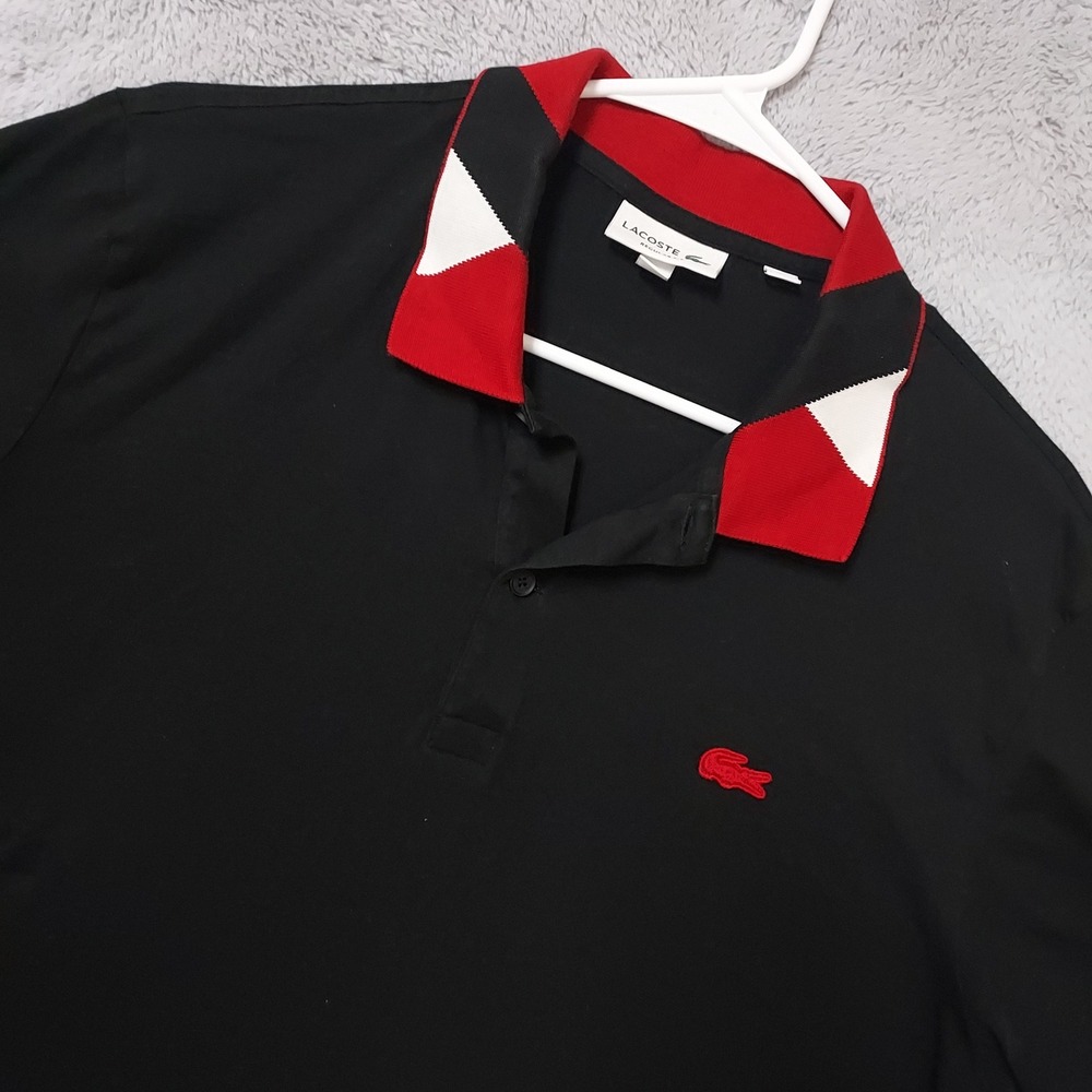 Lacoste Black Polo with Red & White Trim